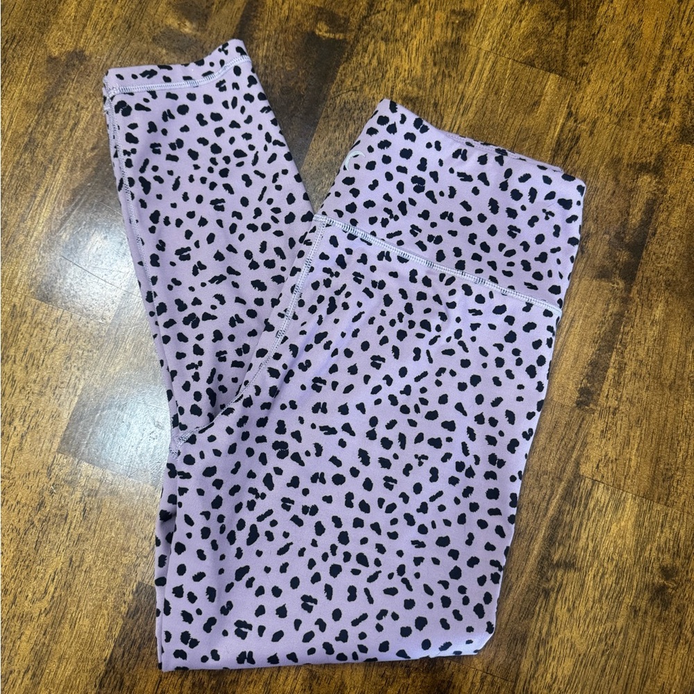 ZYIA Purple and Black Leggings with Playful Print